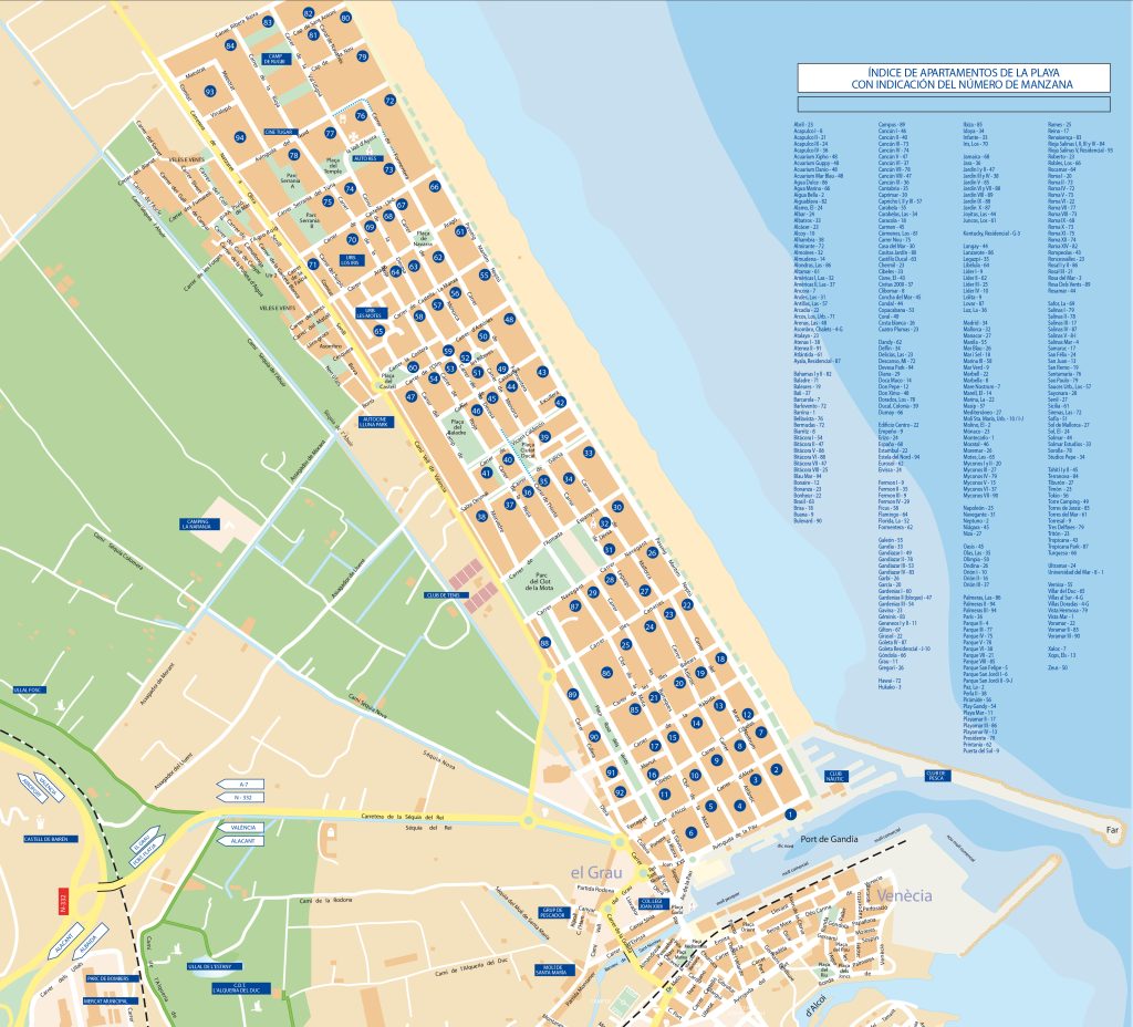 Plano de apartamentos en la playa de Gandía